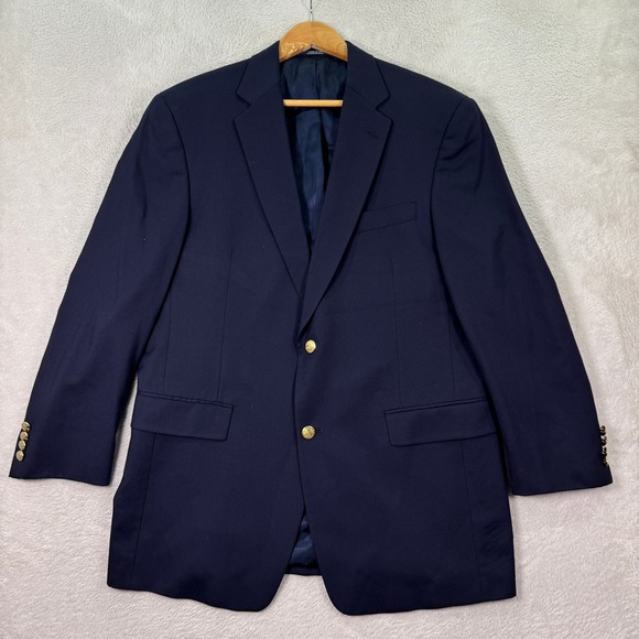NEW Hart Schaffner Marx Navy Blue Blazer Jacket Mens 40S Gold Buttons Preppy - Picture 1 of 14